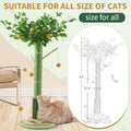 Orange Tree Cat Scratching Post with Detachable Teaser Wand, Green Tree and Orange Ball Cat Scratcher for Indoor Scratching and Interactive Play