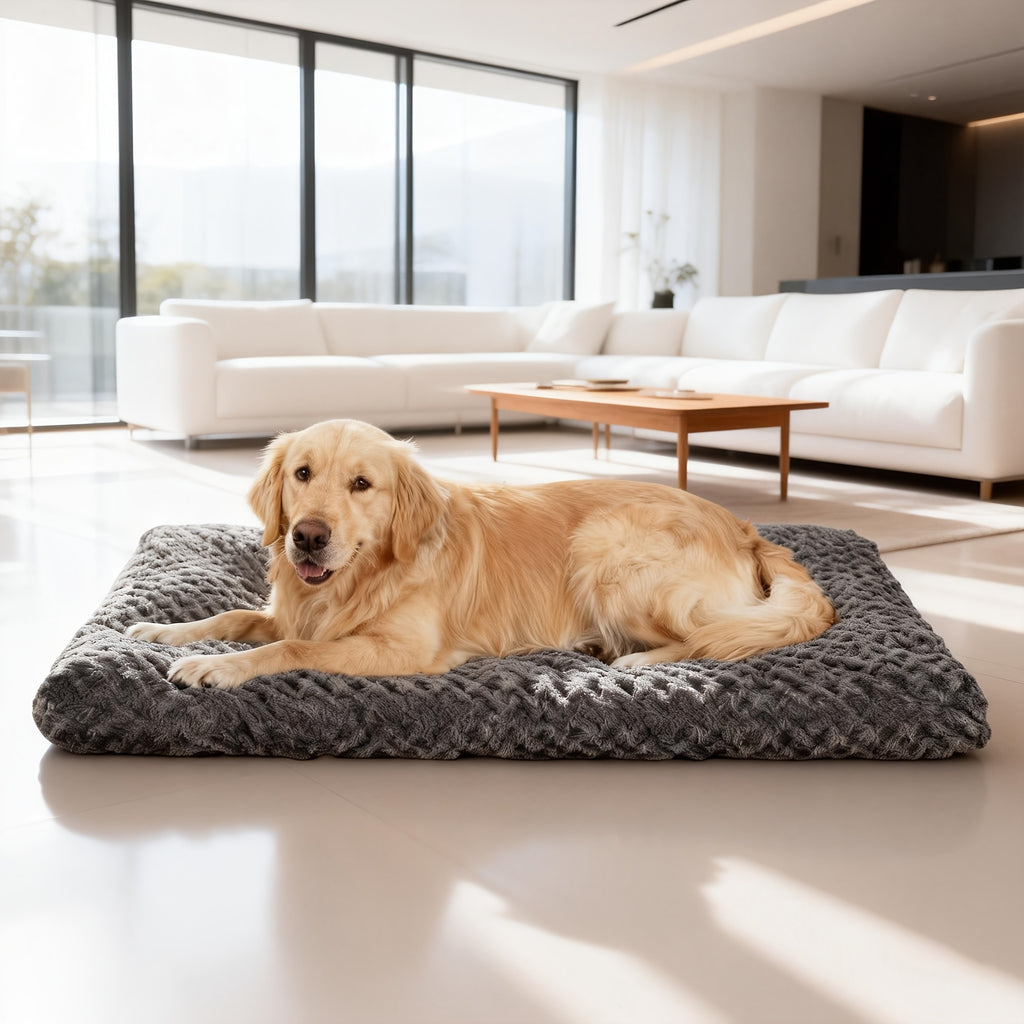 Machine Washable Dog Crate Pad and Cat Bed with Cover, Soft Cushioned Indoor Pet Bedding in 35in or 46in Options for Cozy Everyday Rest