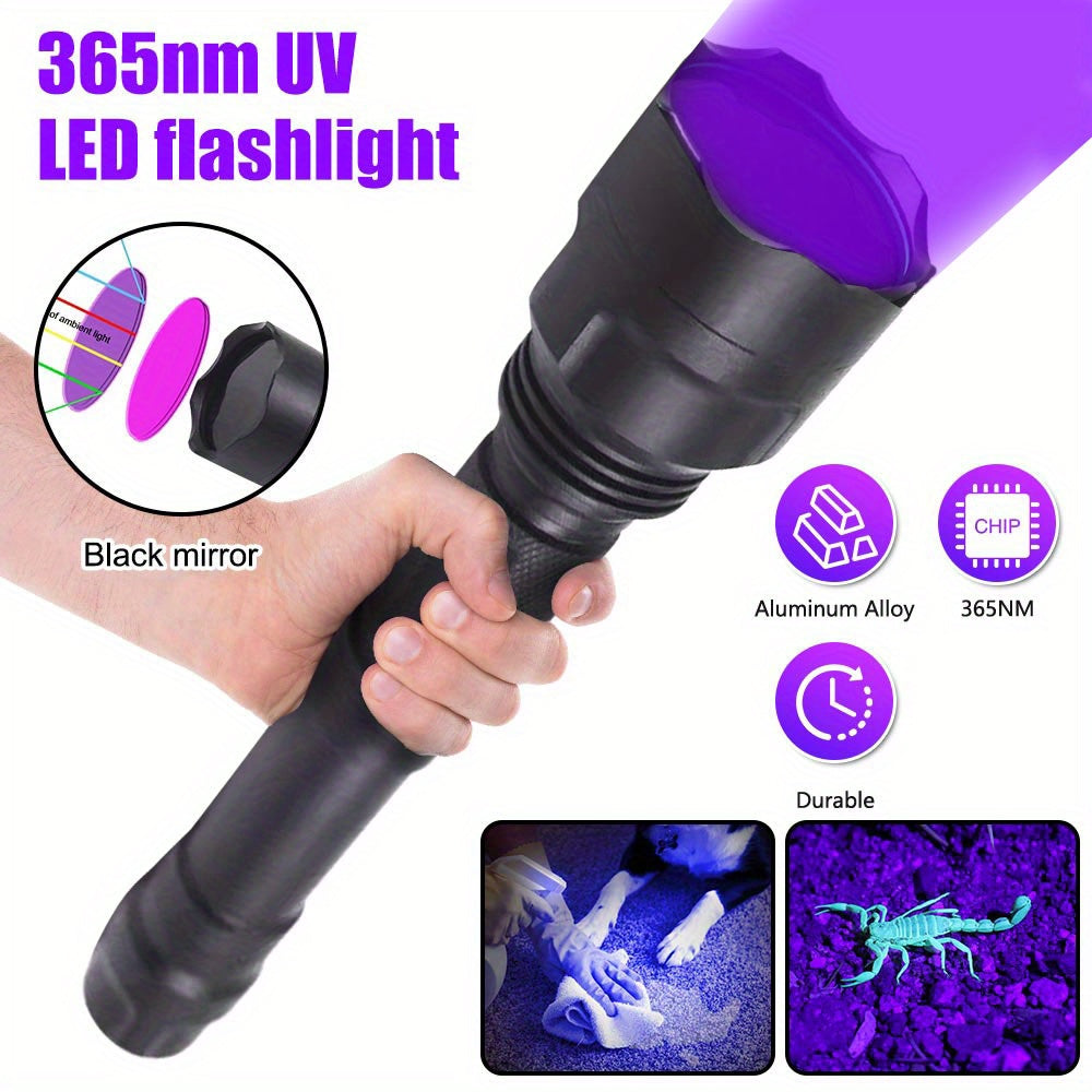 UV Flashlight for Pet Urine Detection, C8 365nm Blacklight with Black Filter Lens, USB Rechargeable Inspection Light for Minerals and Rockhounding