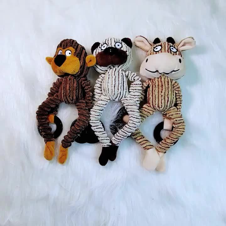 Squeaky Dog Toy Assortment with Rope and Plush Animal Designs, Random 6, 8 or 10 Piece Packs for Supervised Gentle Tug and Interactive Play