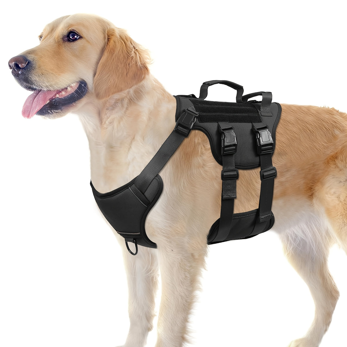 Full Body Dog Harness with Lift Handle, Soft Padded Adjustable Reflective Walking Vest with Leash Clip for Hiking and Training, S to XL