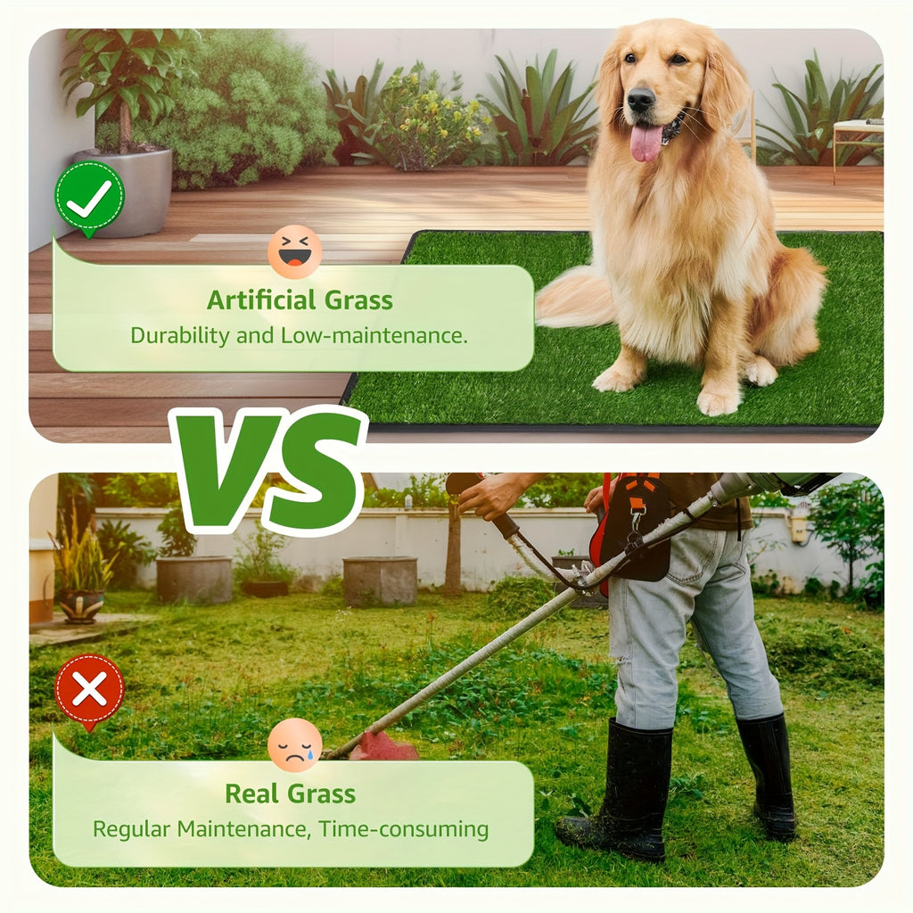 Artificial Grass Dog Potty with Tray and 2 Replacement Grass Pads, Washable Puppy Training Toilet in Three Sizes for Apartments, Balconies and RVs