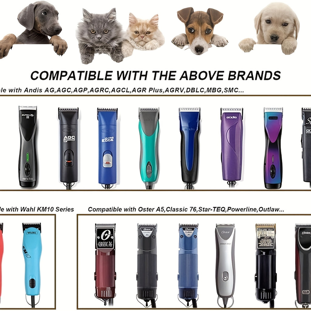 Dog Clipper Blades in 30W, 4FW and 7FW Options, Black Stainless Steel Grooming Replacements Listed for Andis, Oster A5 and KM10 Clippers
