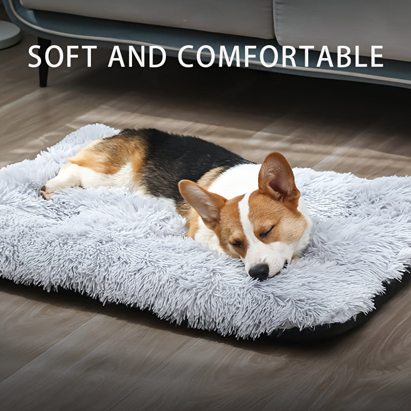 Plush Pet Bed Mat for Dogs and Cats, Light Grey Sleeping Pad in Small 11.8 x 17.7 or XL 23.6 x 35.4 Inch Sizes for Everyday Rest