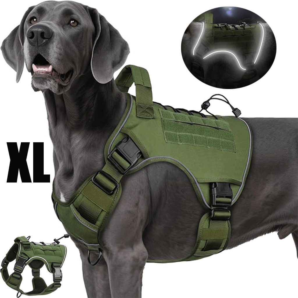 Tactical Dog Harness Vest with Adjustable Reflective Design, Machine Washable Outdoor Walking and Obedience Training Gear in S, M, L and XL