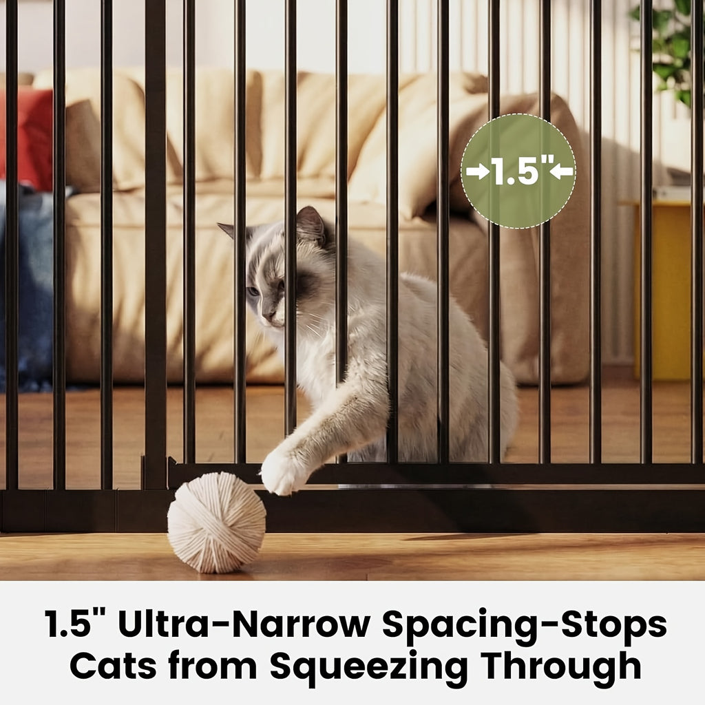 Extra Tall Cat Gate 49–86 Inch Adjustable Height, Pressure-Mounted Pet Barrier for Doorways and Hallways, Black or White Dog Gate