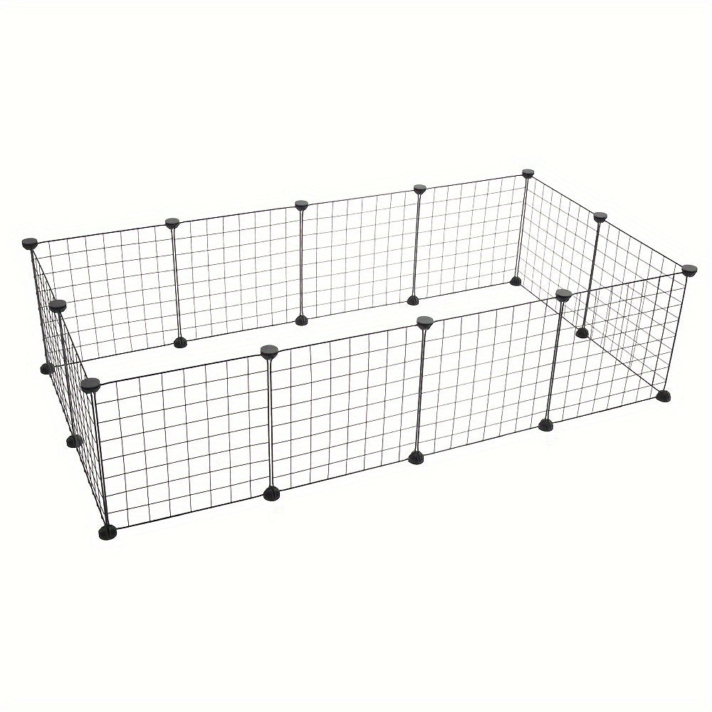 Guinea Pig Playpen with Black Metal Wire Panels, 28 x 56 x 14 Inch Indoor Small Animal Exercise Fence for Supervised Rabbit and Pet Play