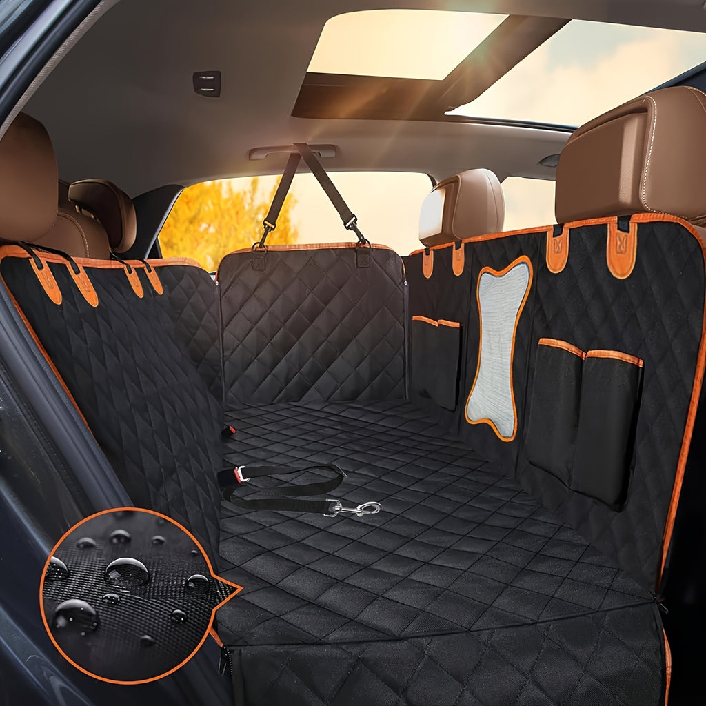 SUV Dog Car Seat Cover with Side Flaps, Non-Slip Pet Travel Hammock in Black or Blue for Seat Protection on Everyday Drives and Road Trips