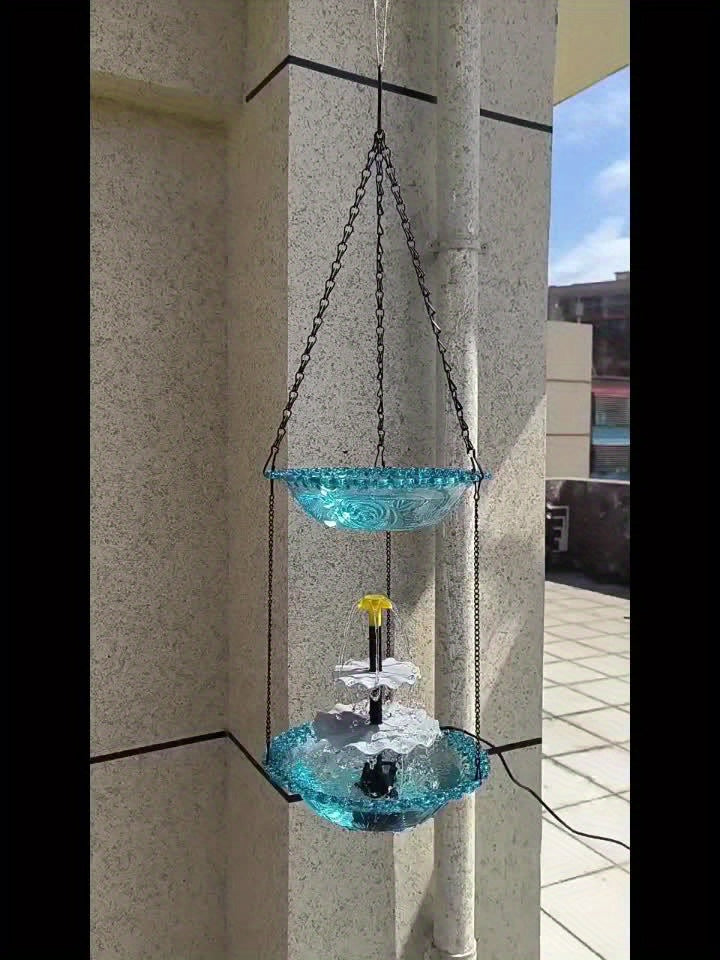 Solar Powered Bird Bath with 3-Tier Fountain Options, Detachable Recirculating Water Feature for Garden, Patio and Backyard Birdwatching