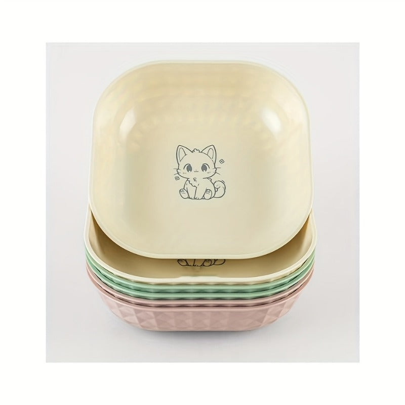 Shallow Cat Bowls 6-Piece Set, Non-Slip Wet Food Plates with Anti-Tip Design for Indoor Cat Feeding Routines, Mixed Random Colors