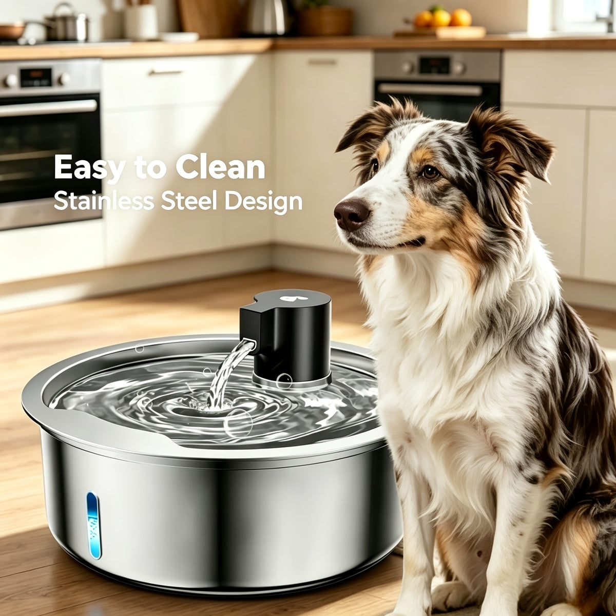 Pet Water Fountain 1.85 Gallon with Filter Bundles, Stainless Steel USB Powered Drinking Dispenser for Cats and Dogs, 5, 8 or 15 Cartridges