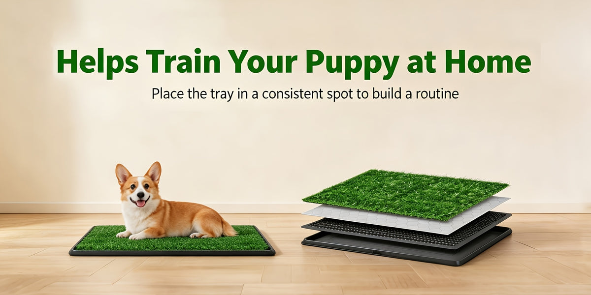 Puppy Grass Potty Training Pad with Tray, Reusable 4-Layer Artificial Turf Dog Toilet in Three Sizes for Apartments, Balconies and RV Travel