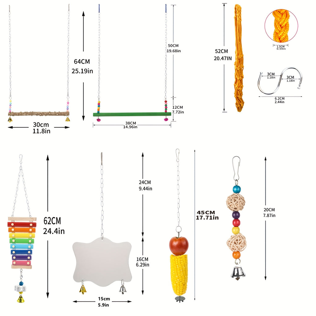 Chicken Coop Toy Set in 5 or 9 Piece Options, Hanging Poultry Enrichment Accessories for Backyard Hens, Coop Activity and Chicken Keeper Gifts