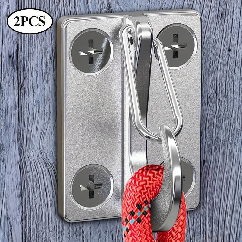 Wall-Mounted Dog Tie-Out Hooks 2 Pack, Heavy-Duty Metal Leash Attachment Hooks with Dual Switchable Design for Indoor Outdoor Use, Grey