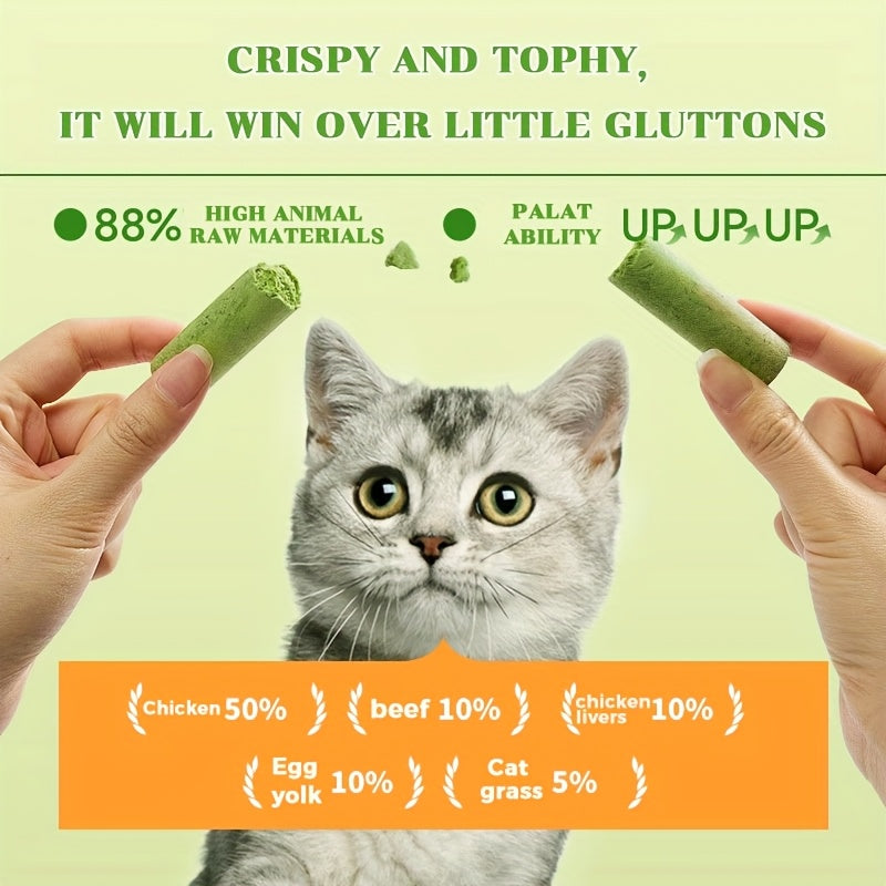 Cat Grass Snack Sticks in 15 or 30 Piece Packs, Edible Chew Treats for Supervised Cat Snack Time, Everyday Rewards and Pet Owner Gift Baskets