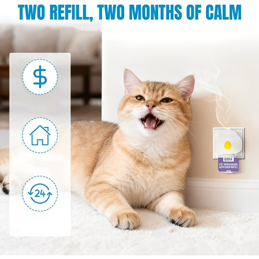 Pet Pheromone Diffuser Kit for Cats and Dogs, GRMA 3-in-1 Plug-In Set with One Diffuser and Two Liquid Refills for Indoor Home Pet Routines