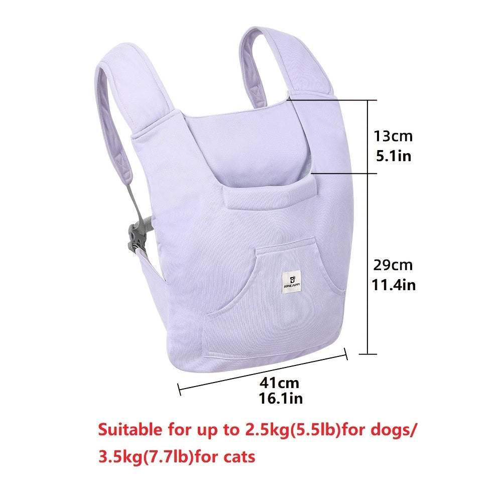 Small Dog Chest Carrier with Front Pocket, Foldable Head-Out Pet Carrying Bag with Adjustable Straps for Dogs up to 5.5 lbs and Cats up to 7.7 lbs