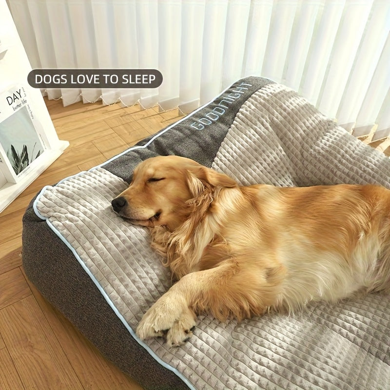 Bolster Dog Sofa Bed in Gray, Medium 25.59 x 19.69 x 7.09 Inch Plush Pet Cushion with Raised Pillow Edges for Cozy Indoor Rest and Lounging