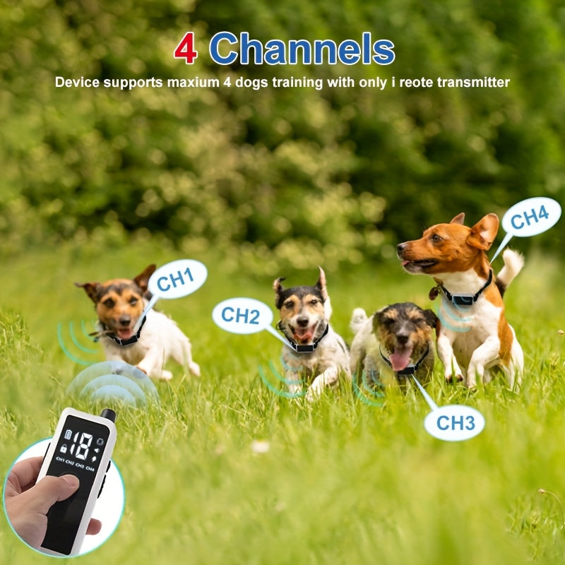 Electronic Dog Training Collar with Remote, Adjustable Nylon Strap, Beep, Vibration, Static Stimulation and Finder Light, Black or White Options