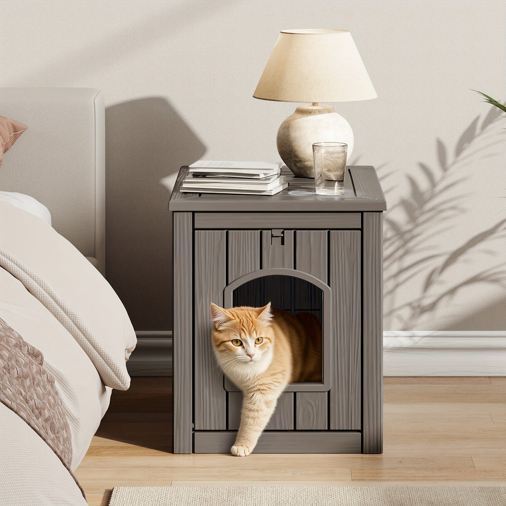 Resin Cat Litter Box with Ventilated House Design, Easy-to-Clean Large-Capacity Pet Enclosure for Small and Medium Pets, TT027 Model Options