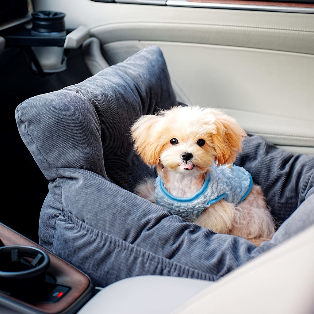 Dog Car Seat Carrier with Handheld and Shoulder Carry Options, Travel Booster Bag for Dogs and Cats with Listed Harness, Seven Color and Style Choices