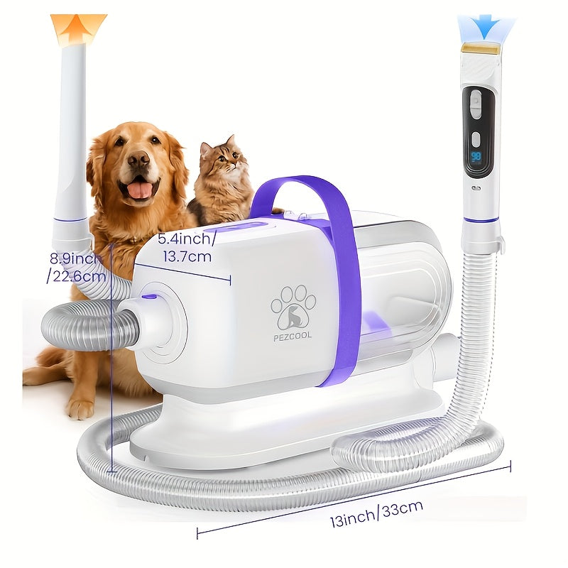 Pet Grooming Vacuum 12000Pa with 2.2L Dust Cup and 3 Suction Levels, Orange or Purple Dog Hair Collection System with 8-in-1 Kit Options