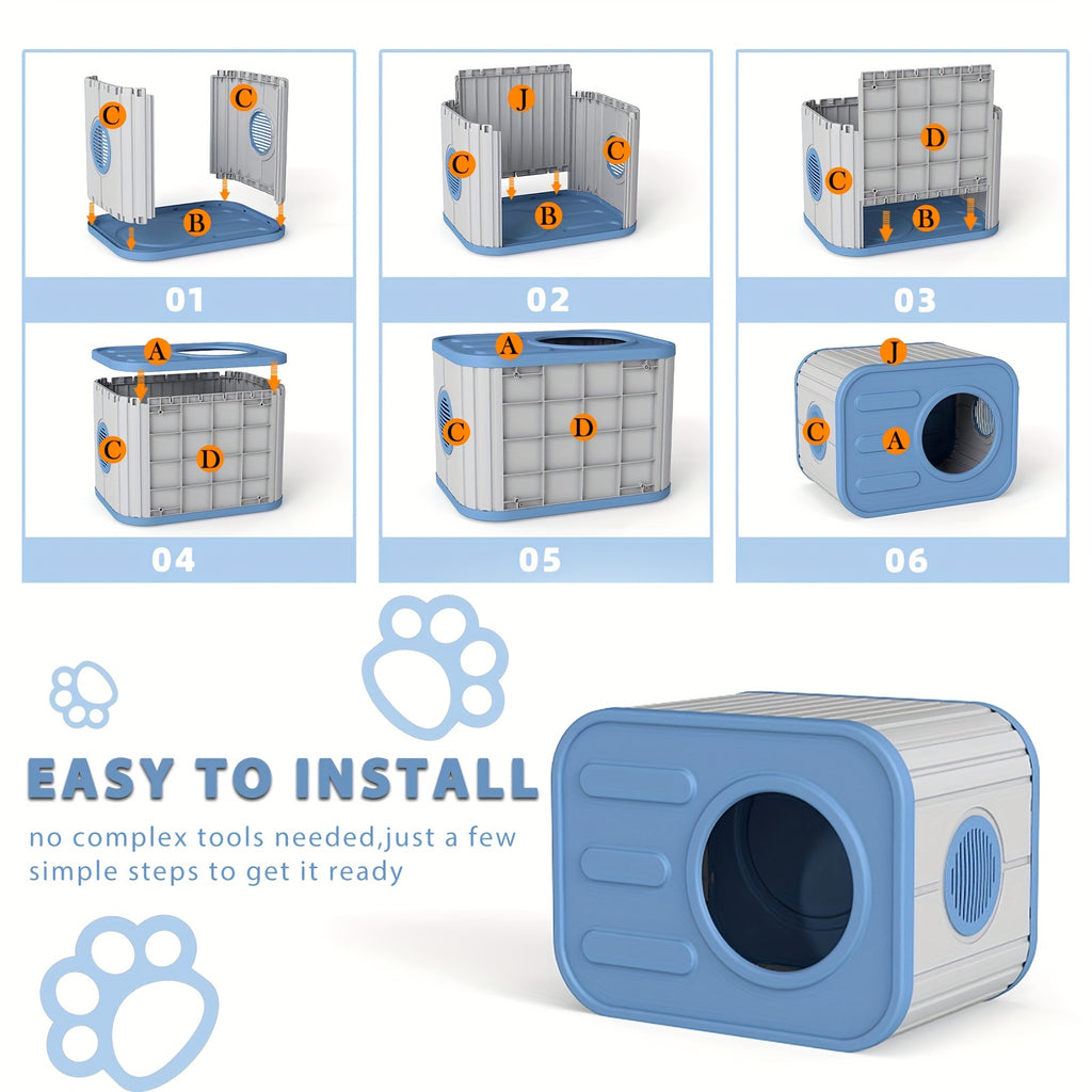 Camera-Shaped Cat House with Side Ventilation, Washable Cat Hideaway in Blue or Black for Indoor and Sheltered Outdoor Use, Optional Cushion
