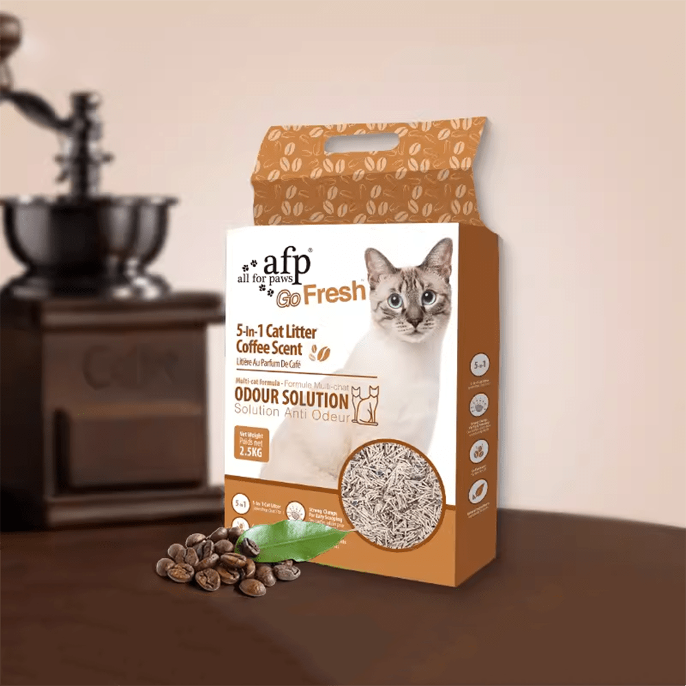 Tofu Mix Cat Litter with Coffee Scent, 5-in-1 Quick-Clumping Low-Dust Blend in 16.5 lb and 33 lb Options for Daily Indoor Litter Box Care