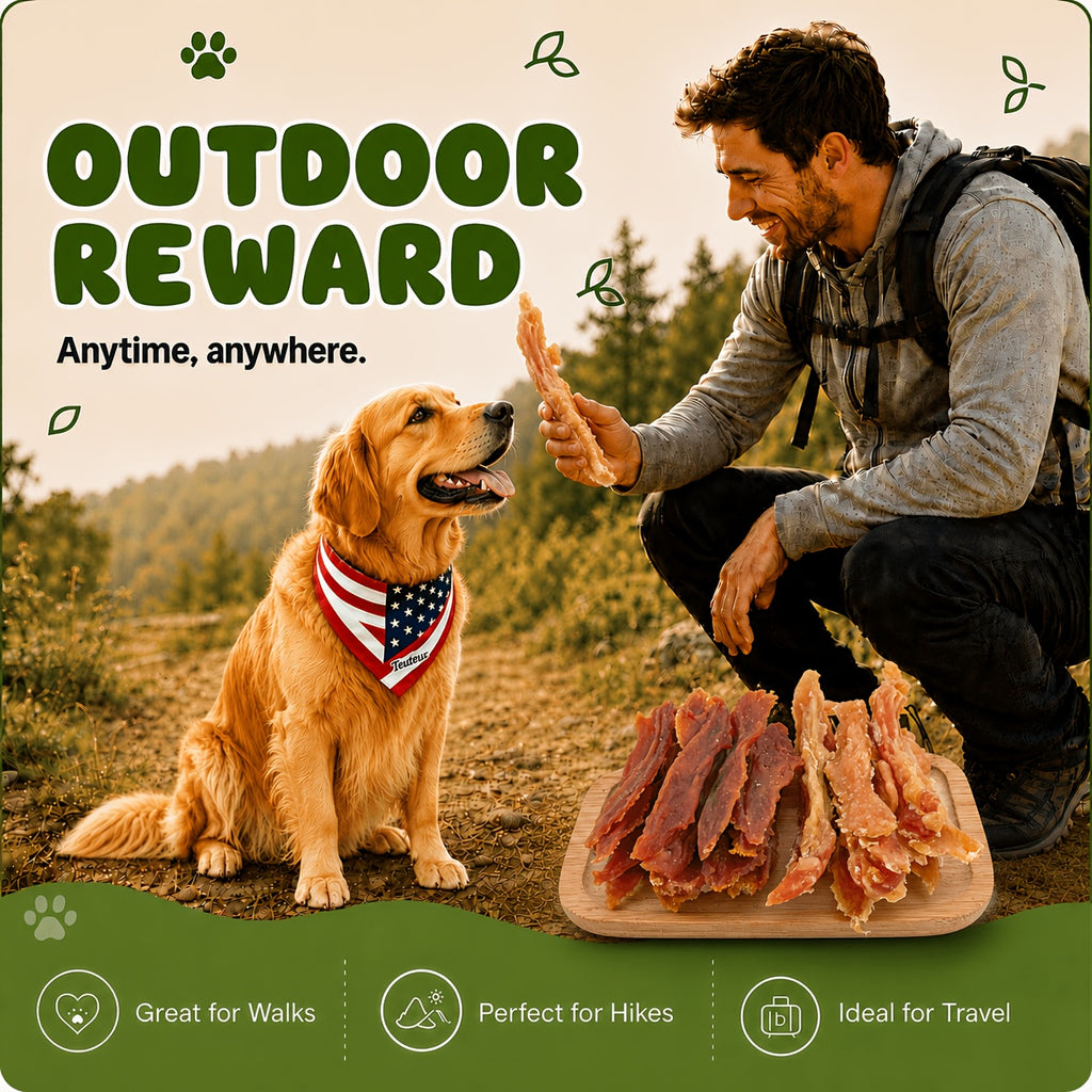 Air-Dried Dog Jerky Treats, Chicken and Duck Mixed Packs or Duck Sample Strips for Supervised Training Rewards, Walks and Everyday Snacks