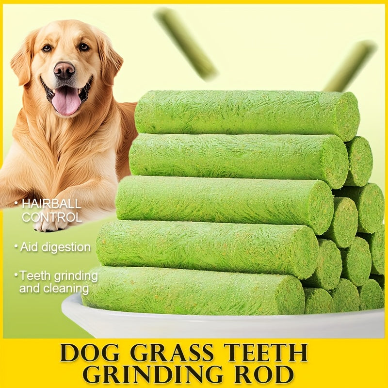 Dog Grass Snack Sticks 15 Count, Green Rod-Shaped Chew Treats for Supervised Reward Time, Everyday Snacking and Dog Lover Gift Baskets