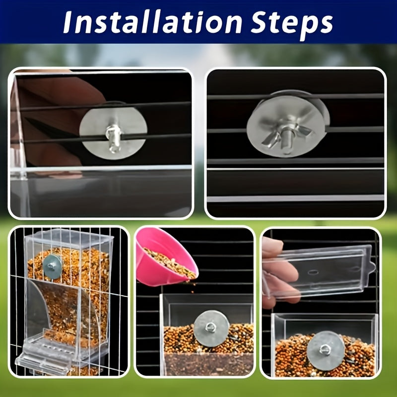Clear Acrylic Automatic Bird Feeder, Battery-Free Seed Dispenser with Spill-Reducing Design for Outdoor Feeding and Easy Daily Cleaning