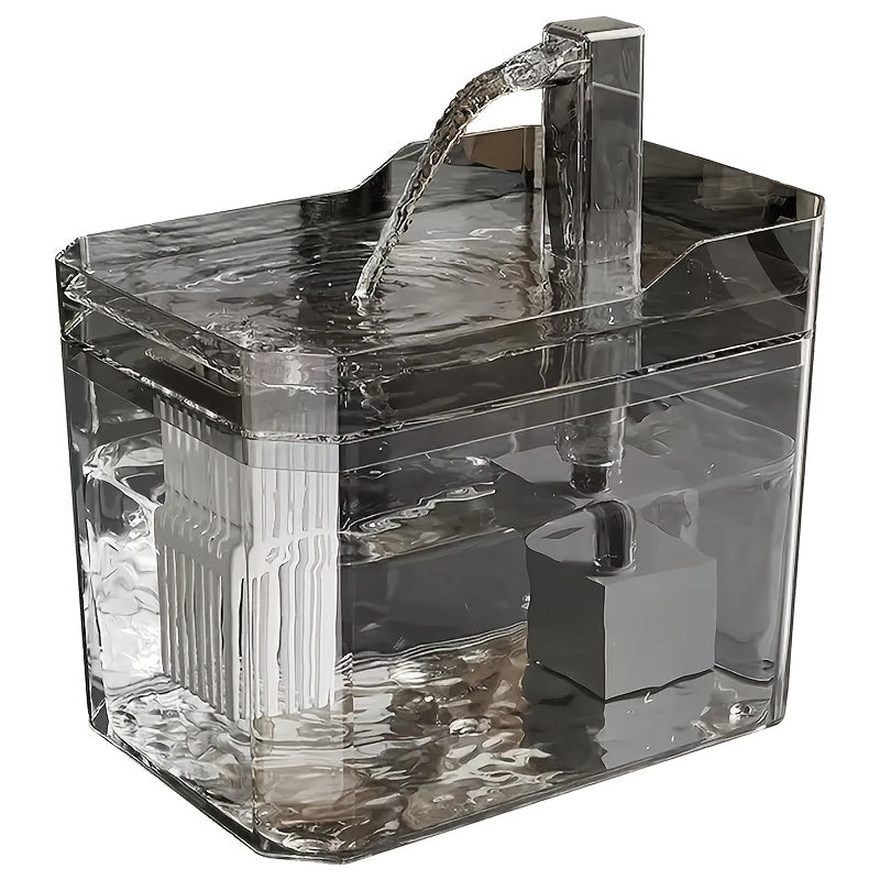 Cat Water Fountain 57.48oz with Automatic Circulation, Quiet USB Plug-In Pet Drinking Dispenser in Transparent, White or Yellow, No Power Adapter Included