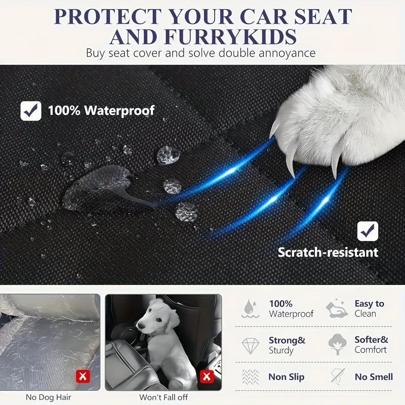 Dog Car Seat Cover with 4-Bag Design and Side Flaps, Non-Slip Scratch-Resistant Backseat Pet Hammock for Everyday Car, Truck and SUV Travel