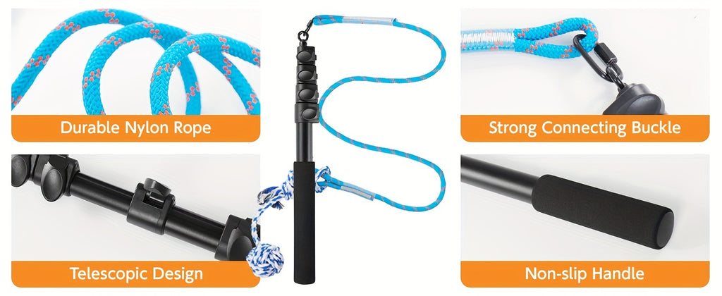 Dog Flirt Pole with Extendable Aluminum Alloy Wand and Detachable Lure, Interactive Chase Toy for Exercise and Obedience Training