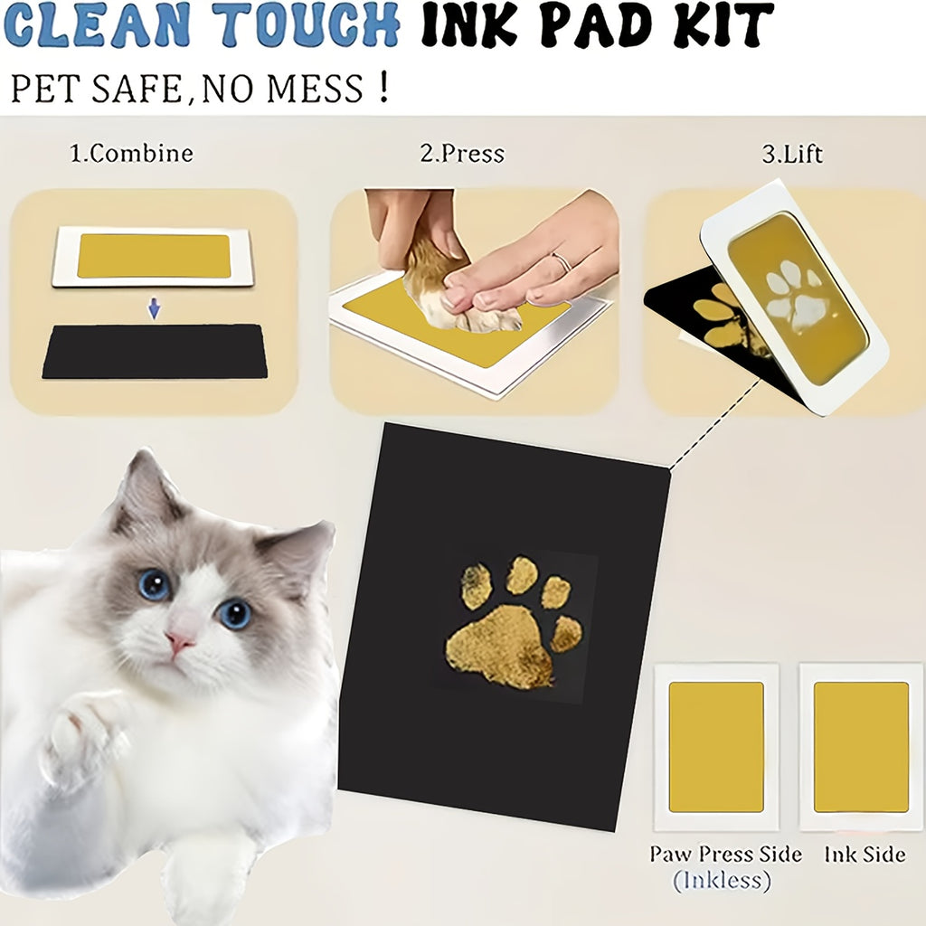 Pet Paw Print Kit in Golden Style for Dogs and Cats, Keepsake Printing Tool Set for Pet Memories and Pet Lover Gifts, 2 Boxes of 3 Sheets