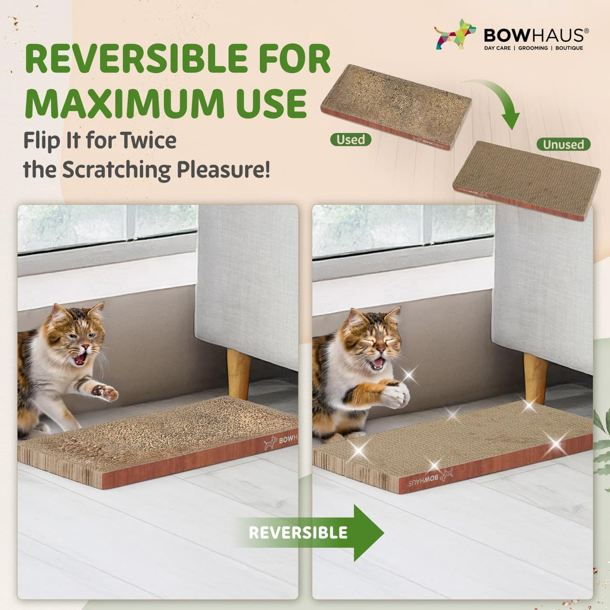 Reversible Cat Scratcher Lounger for Indoor Cats, Large Scratching Pad for Daily Stretching and Rest, Basic 8-Piece or Curved 1-Piece Options