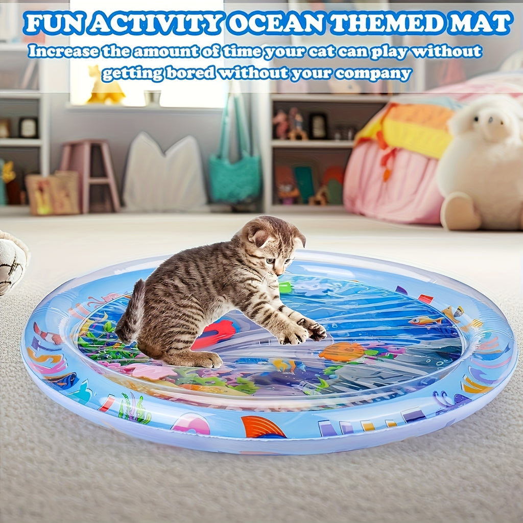 Cat Water Play Mat for Indoor Cats, PVC Floating Fish Activity Toy in Dolphin Style, Battery-Free Interactive Enrichment for Kittens