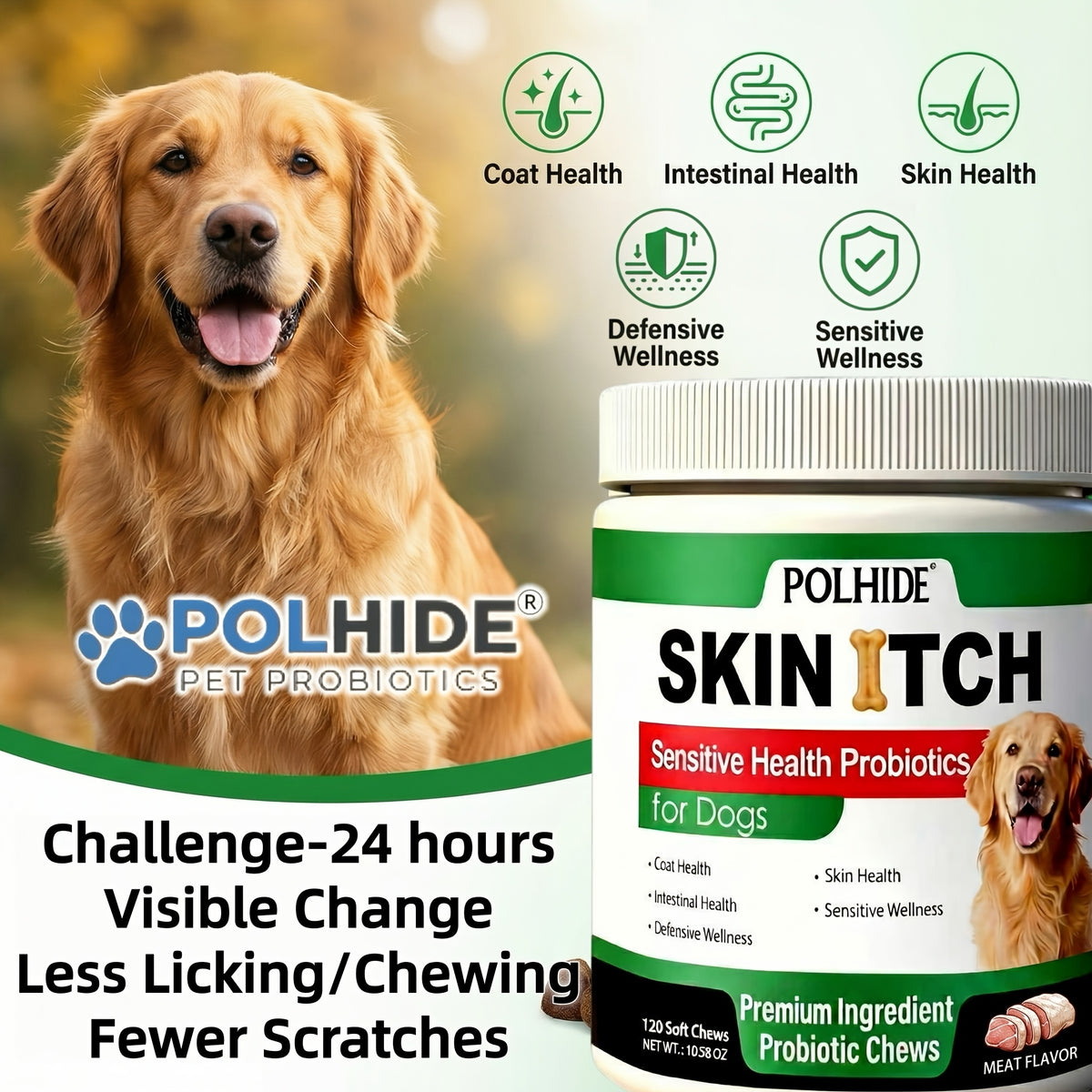Dog Probiotic Chews in Pork Flavor, 120 Count Soft Chew Supplement for Canine Care Routines, Labeled 90-Day Supply for Dog Owners