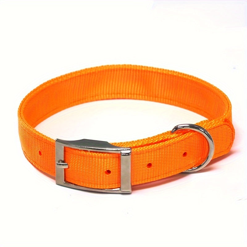 Nylon Dog Collar with Double-Layer Strap, Adjustable Metal Buckle and D-Ring for Small Medium Large Dogs, Everyday Outdoor Walks, S M L
