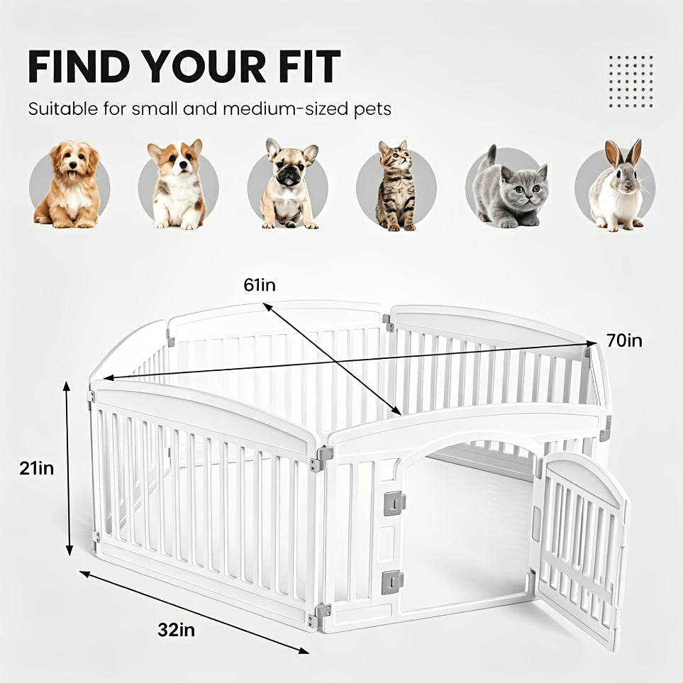 Foldable Dog Cage and Pet Enclosure with Tray, Black or White 4-Panel and 6-Panel Options Plus 36 Double-Door Style for Home and Travel Setup