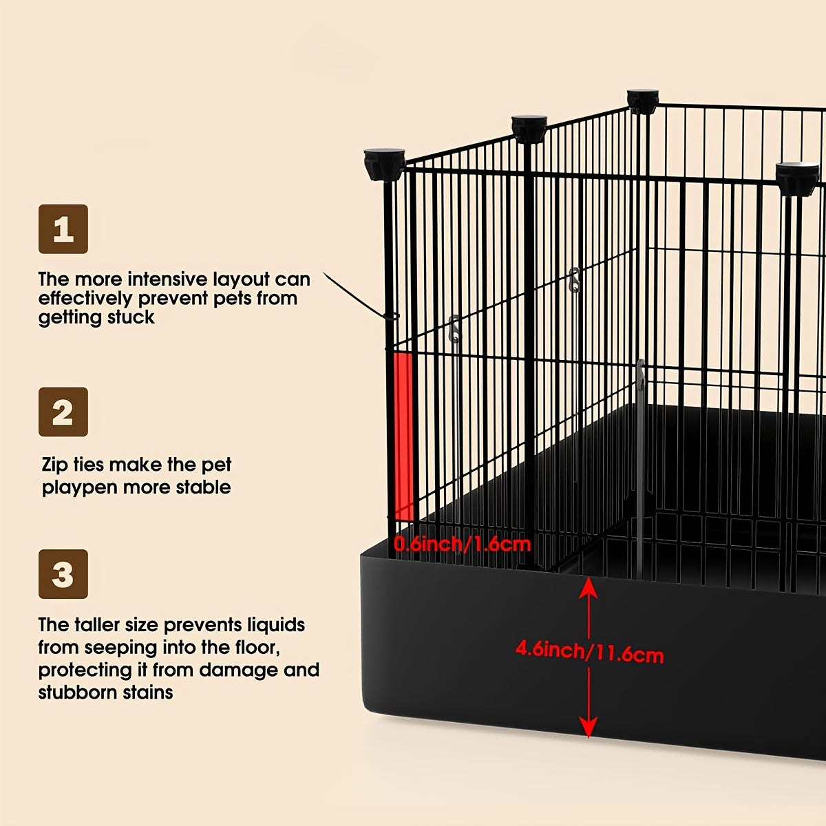 Guinea Pig Cage 48-Inch C&C Small Animal Playpen with One-Hand Release Hook, Triple Fixing Design and Optional PVC Bottom Liner