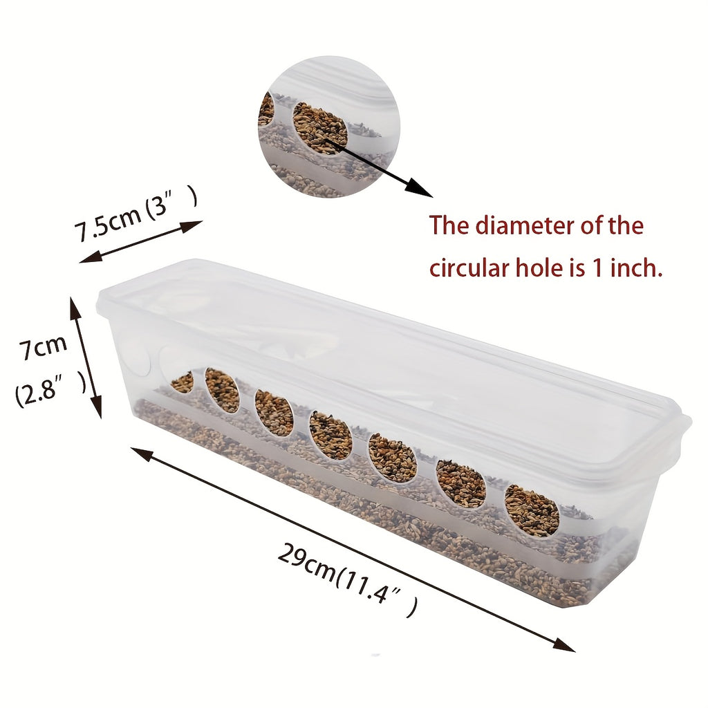 Gravity Bird Feeder with 8 Feeding Ports, Transparent Plastic Food Dispenser with Flip-Top Lid for Pigeons, Quail, Chickens and Ducks, 1 Piece