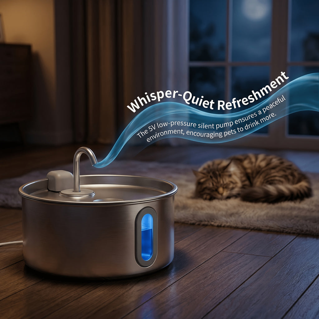 Stainless Steel Pet Water Fountain 3.2L for Cats and Dogs, Quiet 5V Pump with 4-Stage Filtration, Easy-Clean Drinking Dispenser with Filter Bundle Options