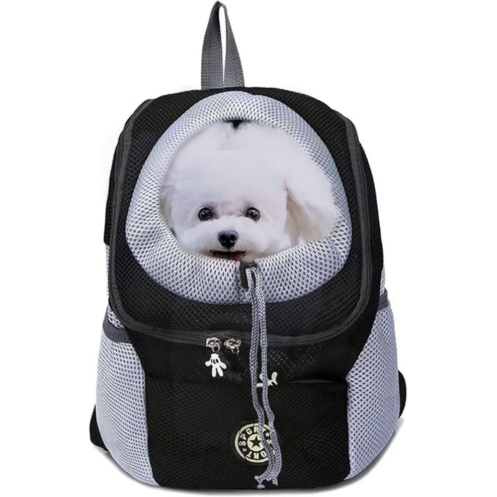 Legs Out Dog Backpack Carrier for 13-17 lb Pets, Medium Breathable Front Carrier with Adjustable Neck Cushion and Safety Leash for Walks and Travel