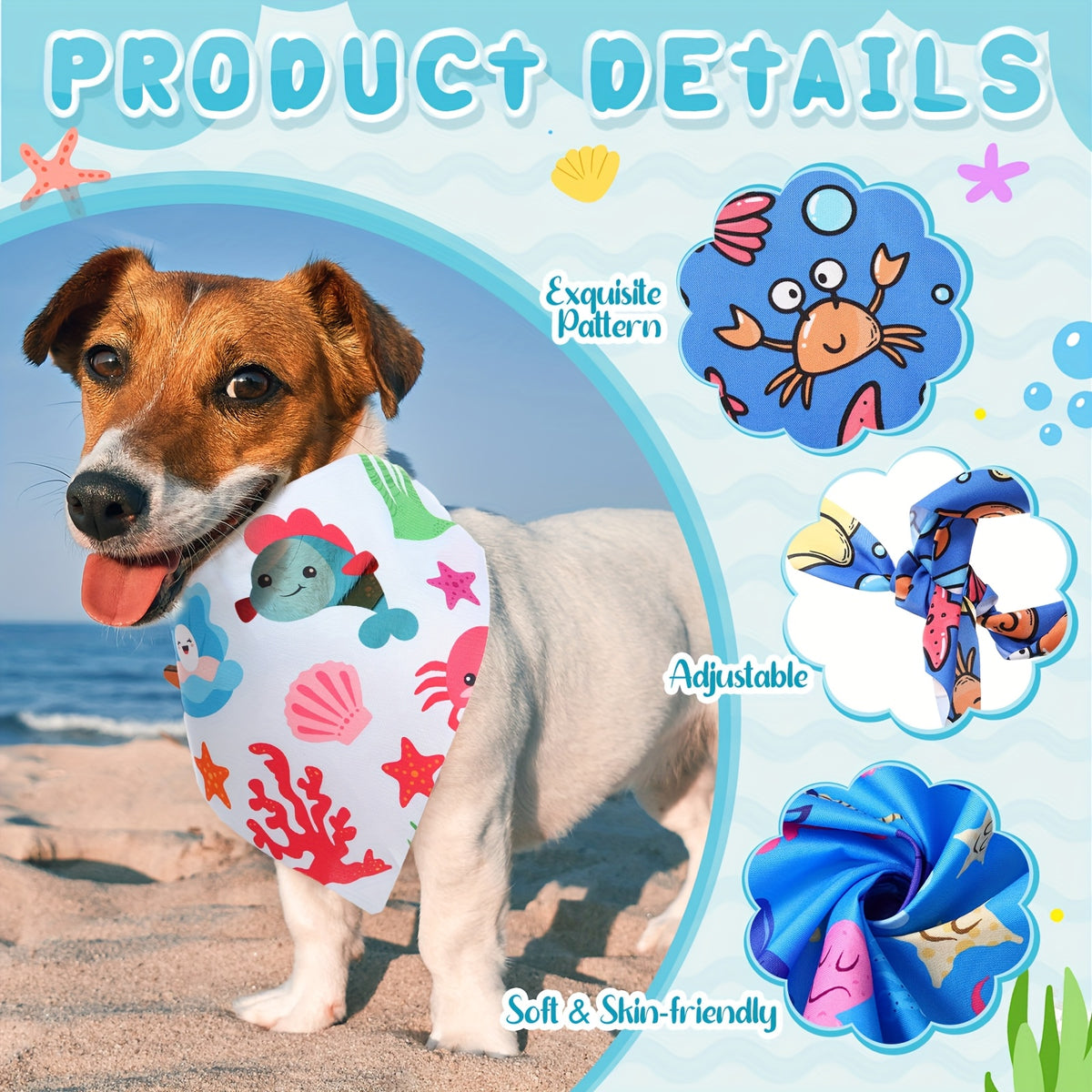 Hawaiian Dog Bandanas 100-Pack, Washable Adjustable Pet Scarves for Beach Outings, Luau Parties, Summer Photos and Dog Grooming Finishes