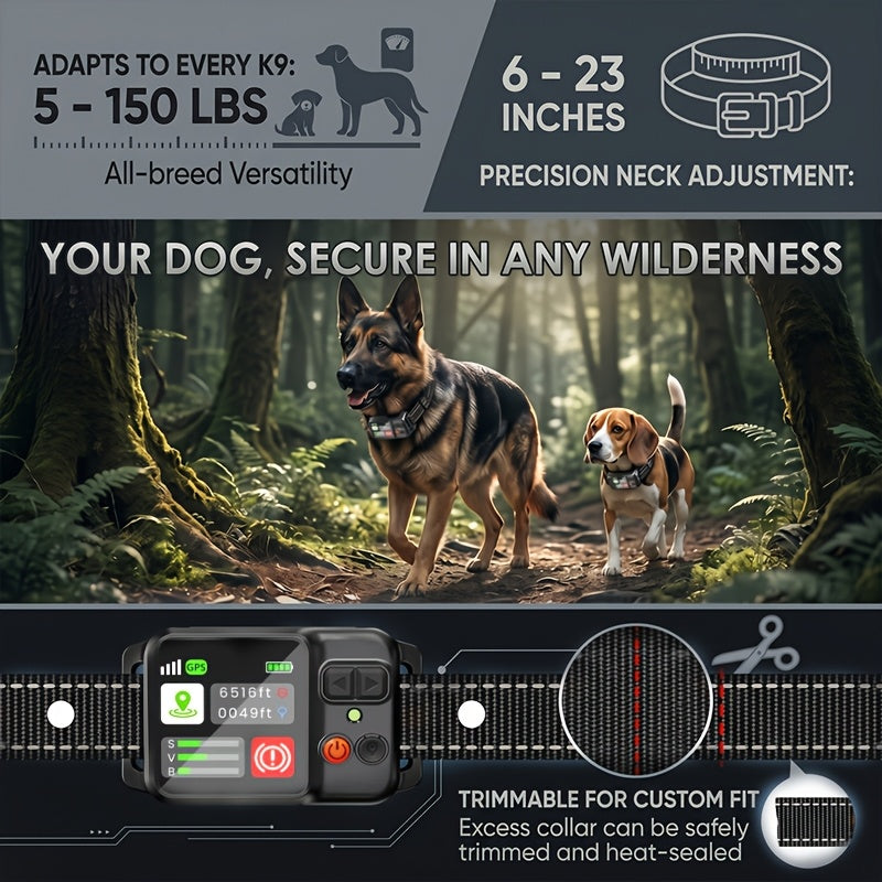 GPS Dog Fence System with No Subscription, Rechargeable Wireless Boundary Collar with 3 Training Modes for Medium and Large Dogs, Black or Orange