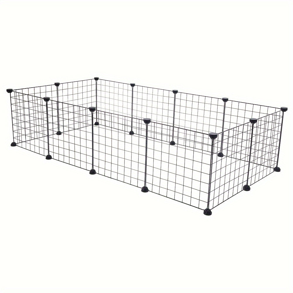Guinea Pig Playpen with Black Metal Wire Panels, 28 x 56 x 14 Inch Indoor Small Animal Exercise Fence for Supervised Rabbit and Pet Play