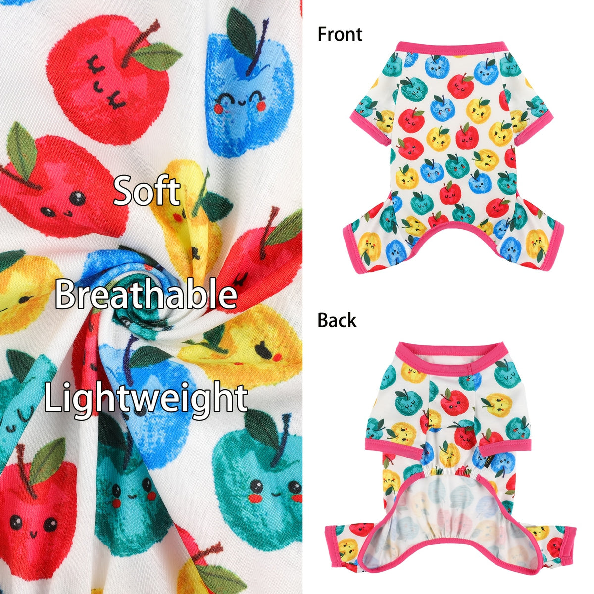 Four-Leg Dog Pajamas for Small Dogs and Cats, Soft Stretch Knit Pullover Pet Onesie for Spring Summer Lounging, XS S M L in Five Color Options