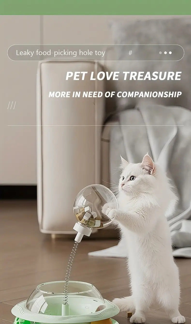 Rotating Cat Toy Wheel, Battery-Free Interactive Plastic Play Toy for Cats and Kittens, Pink or Green with Optional Teasing Feathers