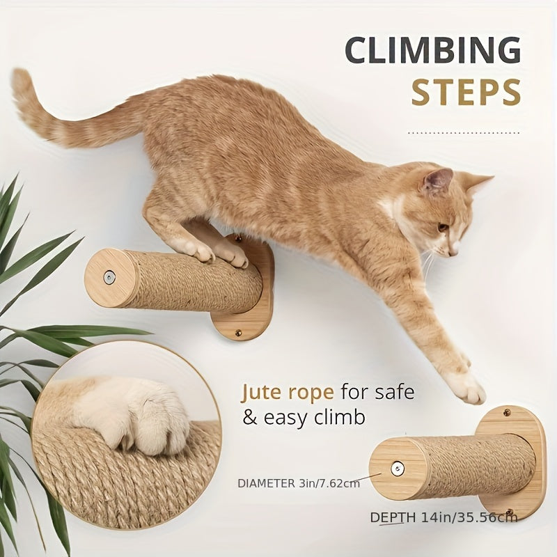 Cat Climbing Steps and Hammock Options for Indoor Cats, Two-Step Platform or Cat Hammock Style for Home Climbing, Perching and Lounging Areas